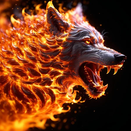 fireart, fire wolf,highly detailed, CG render, octane, bokeh, 4k, 8k, 8mm, unreal engine 3d,a bright orange swirl with a black background,<lora:fireart:1>,