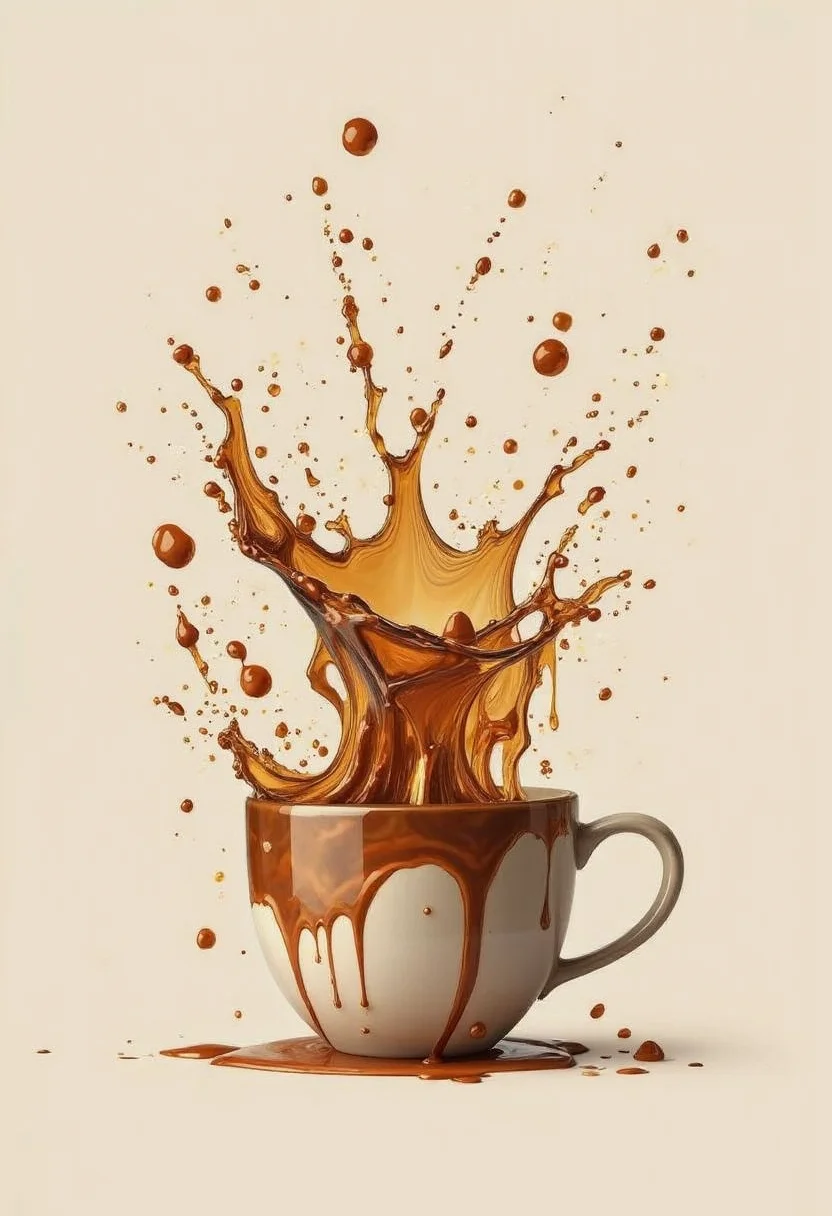 yfg-c0ff a cup of coffee with a splash of coffee on top of it