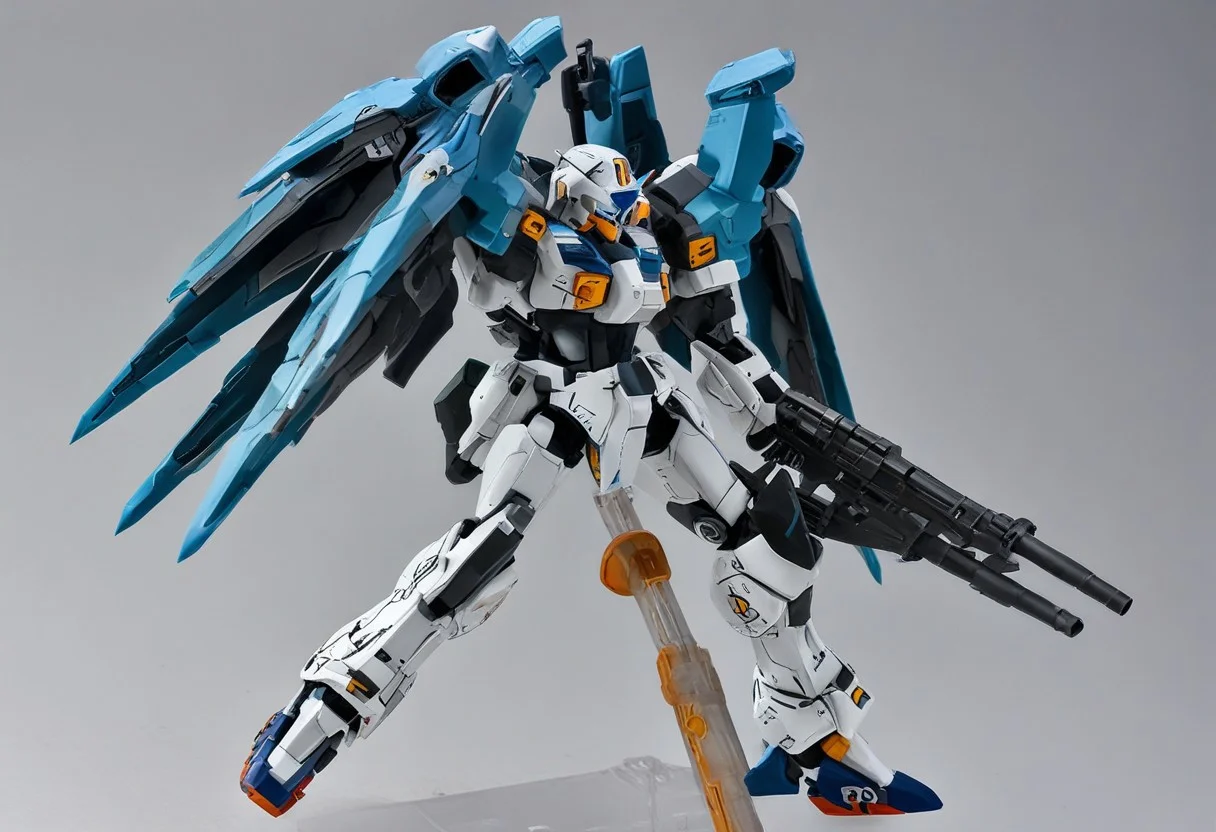 (solo), easynegative, evnshp style spaceship, (MECHA-WINGS:1.3), ROBOTANIMESTYLE, MECHA-BACK-UNIT, ROBOTCGSTYLE, best quality, masterpiece, ultra high res. Photograph of a (Turquoise) and Blue starfighter. (orange windshield glass). side exhausts, cannons under the wings (close to the cabin)
white background