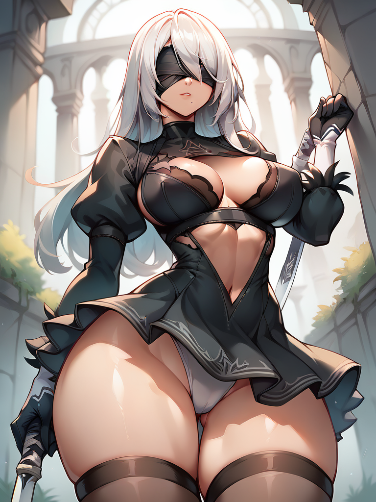 (score_9, score_8_up), score_7_up, score_6_up, best quality, highest quality, BREAK 
2b \(nier:automata\), mask, thick thighs, thighhighs, skirt, holding sword,
 <lora:S_Tier_PDXL_V1:0.8>