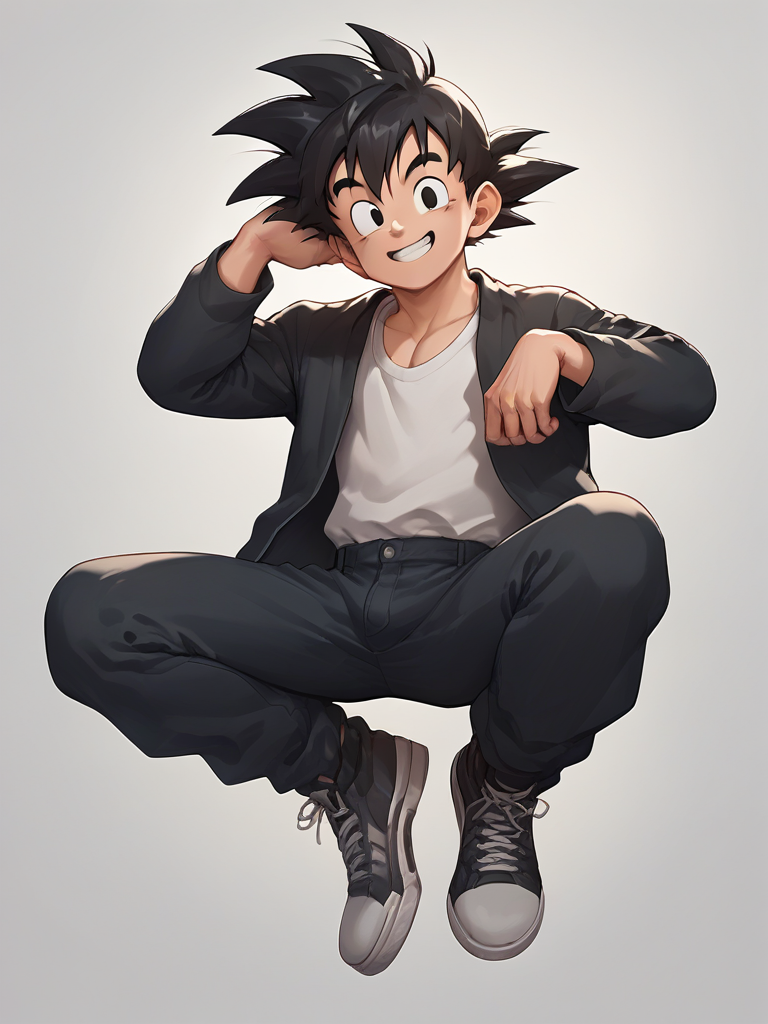 score_9, score_8_up, score_7_up, score_6_up, score_5_up, score_4_up, source_anime <lora:GotenSDXL:0.7>,gotenv1, spiked hair, 1boy, black hair, black eyes, smile, (dougi:1.4), full body,smiling,looking at viewer, 
<lora:Smooth Anime Style LoRA XL:1>
