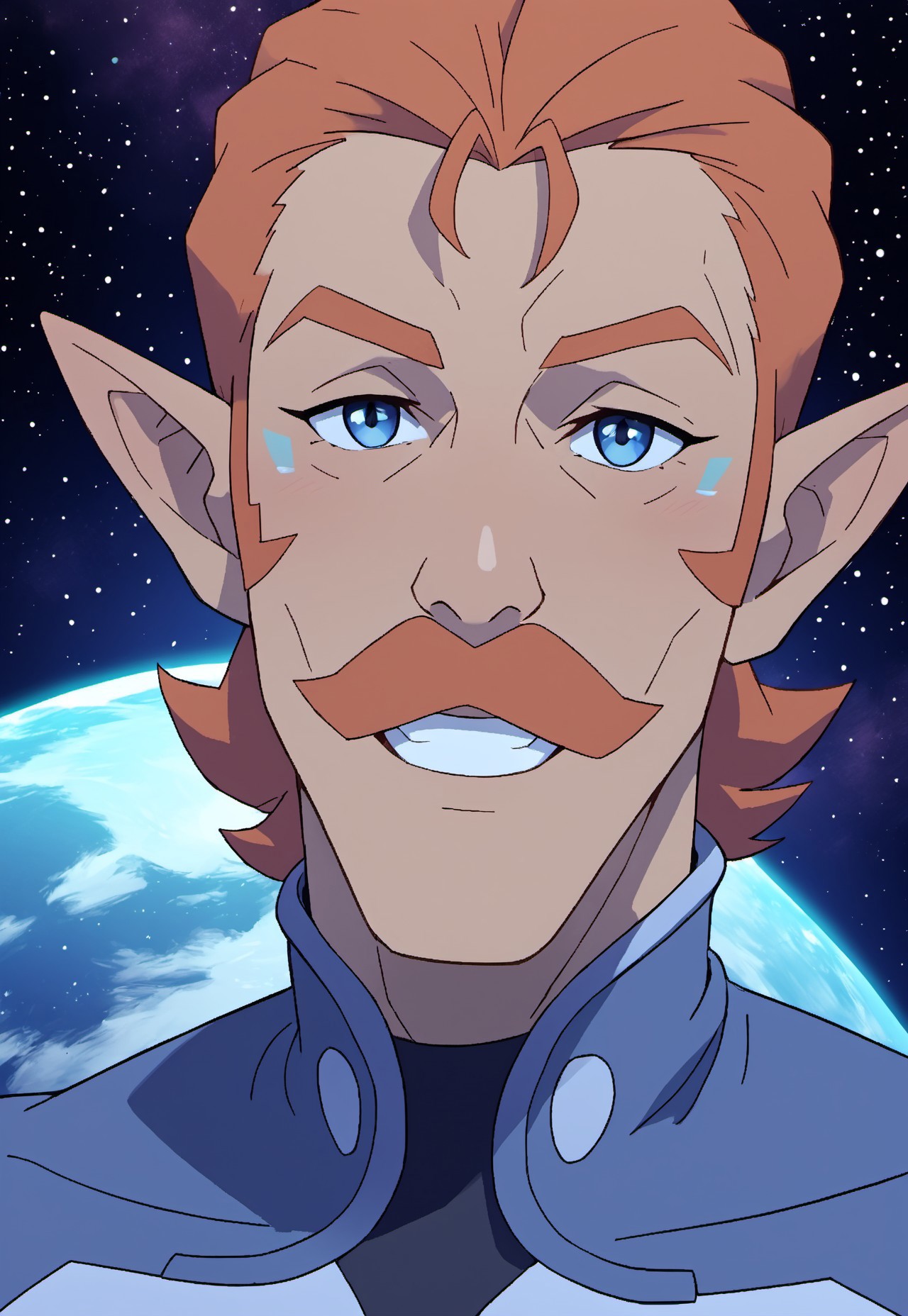safe_pos, safe_pos, safe_pos, score_9, score_8_up, score_7_up, source_anime, rating_nsfw, ultra hd, absurdres, solo, masterpiece, best quality, best aesthetic, Expressiveh, wolfconf, 1boy

VoltronCoran, orange hair, pointy ears, mustache, blue eyes, bodysuit, space, portrait, headshot, smiling, looking at viewer