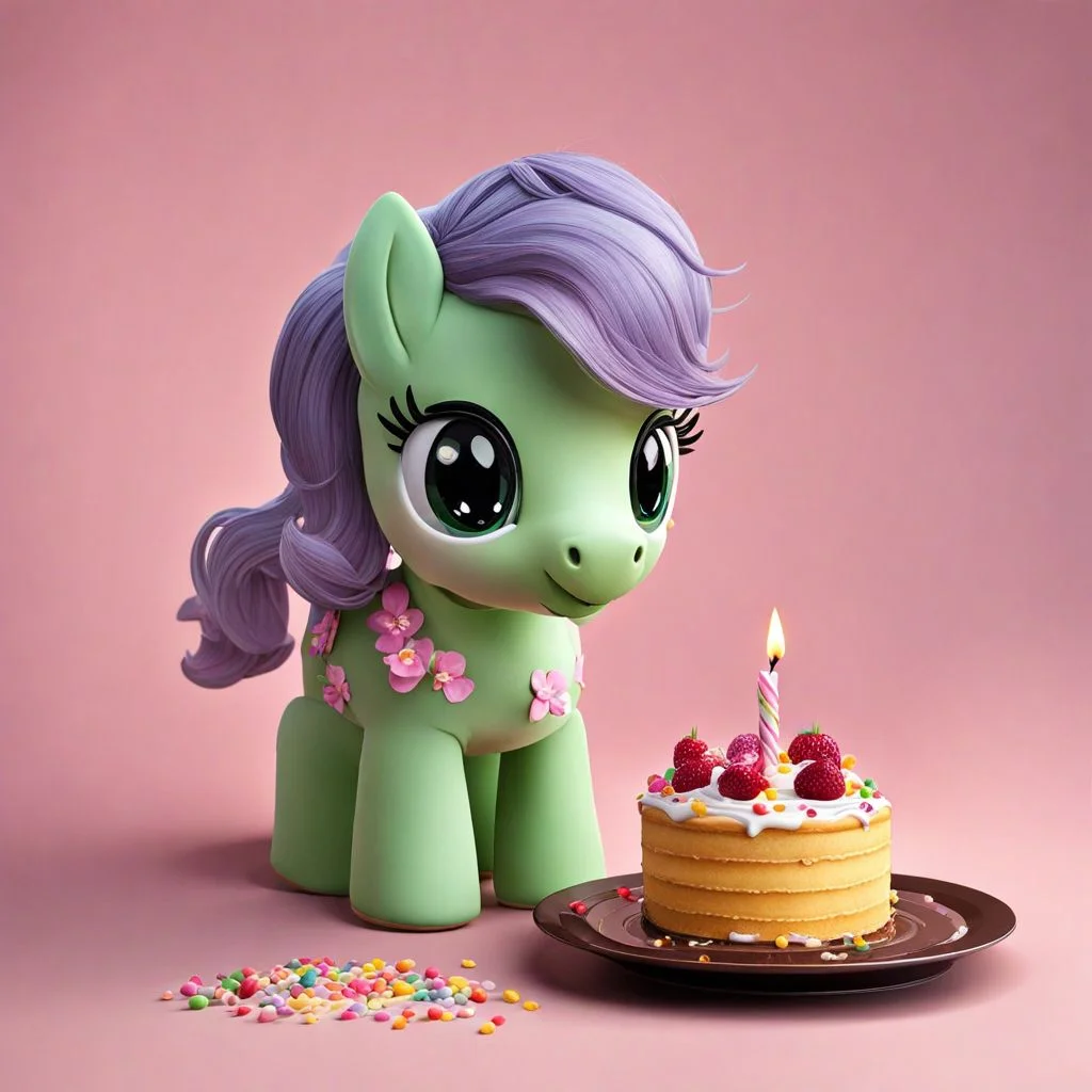 A cute MLPIRL eating a cake <lora:MLPIRL_-_My_Little_Pony_In_Real_Life:1.0>