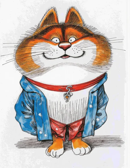 <lora:chizhcats:1>, a clourful drawing of funny cat