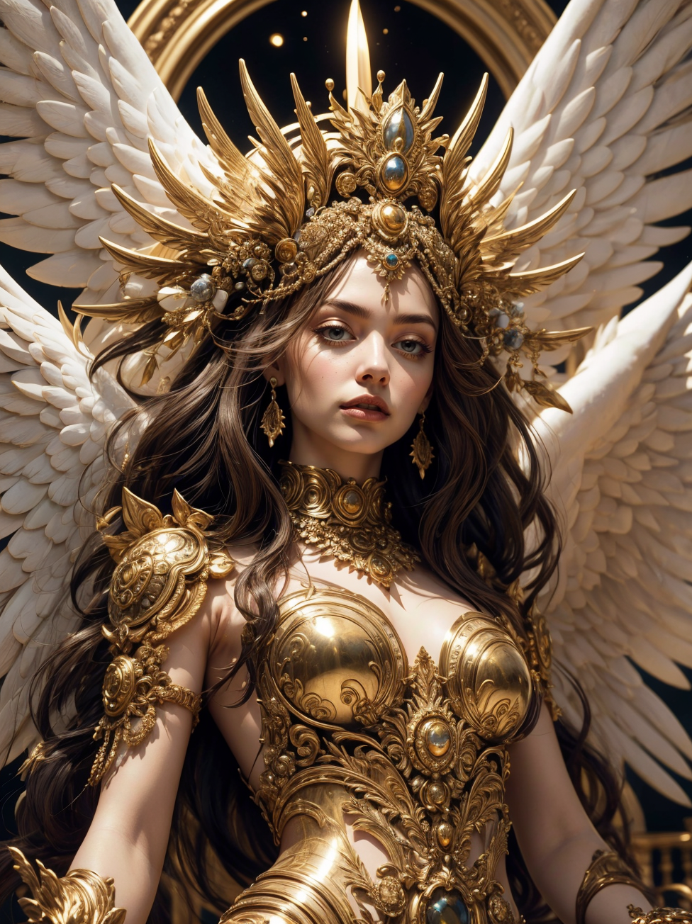 reek marble and gold statue of a goddess with angels, renaissance art, (by Artist Andre-Charles Boulle:1.3), , intricate, elegant, highly detailed, symmetry, magical atmosphere, sharp focus, majestic, very coherent, radiant, advanced, cinematic, artistic, fine detail, winning, beautiful, stunning, dramatic light, designed, rich deep colors, perfect professional background, ambient, tailored set composition <lora:GPTS6 Hella-sthetic_424353:0.8>