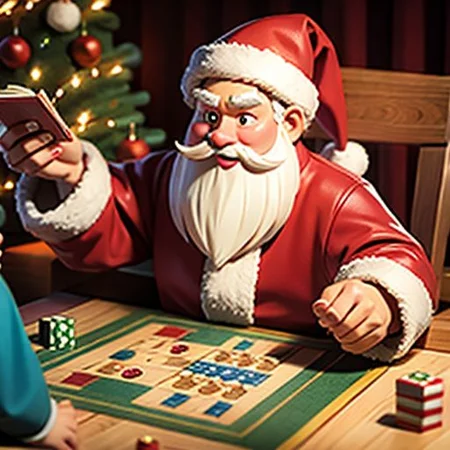 Santa Claus invite everyone to play board games,
