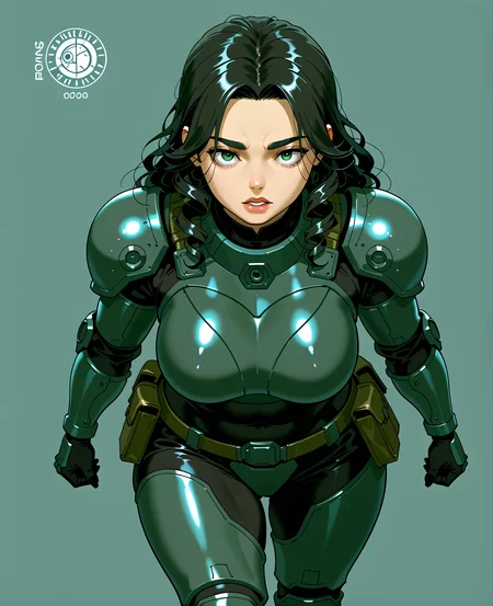 PonyScores7, source_anime, ah1, <lora:natsumi_style:0.5>, <lora:by_usakun-pony:0.4> by usakun, <lora:Akina_Bbw_Style_-_PonyXL:0.2> AkinBw
BREAK 1girl, (curly hair), long hair, (black hair:1.3), mature female, (parted hair:1.7), (round face:1.2), (thick eyebrows:1.5), (curvy), round-chin, (greenish hazel eyes), caucasian, (downturned eyes:1.4), (plump face), messy hair, <lora:Round_face:0.1>, <lora:ETO_OCPonyXL:0.5> eto_oc, skindentation, (plump), thick thighs, wide hips, busty, voluptuous, kinky curls, lips, <lora:venus body PonyXL:0.4>, (Aghast, Wide-eyed open mouth raised eyebrows curled lips conveying shock horror or dismay,), (Manipulating Time Streams), (A bustling art room during a collaborative project, students working together on a large canvas, a symphony of colors and creative energy filling the space), looking at viewer, (fluorescent cyan <lora:Terraformars:0.4> terraformarsmoviebodysuit, armored bodysuit, boobplate, shoulder pads, wrist guards, gloves, utility belt, belt pouch, hip armor, crotch plate, thigh armor, knee pads, shin guards, armored shoes)
BREAK <lora:xl_more_art-full_v1:0.2>, <lora:shinyskin2:0.2> glistening skin, <lora:aesthetic_anime_v1s:0.2>, <lora:Expressive_H:0.2> Expressiveh, <lora:hairdetailpxl:0.2> hairdetailpxl, <lora:EpicF4nta5yXL:0.2>, <lora:detailxl:0.2> detailxl, <lora:Fant5yP0ny:0.2>, best quality, amazing quality, best aesthetic, absurdres, <lora:expressive eyes:0.2> expressive eyes, <lora:eyedetailpxl:0.2> eyedetailpxl, illustration, Volumetric_Lighting, ultra-detailed, very aesthetic, intricate details, 8k, masterpiece, best_quality
BREAK (Dutch Angle (from the side) view medium Close shot (focus on head))
BREAK <lora:Eyes_High_Definition:0.3> EyesHD, Stable_Yogis_PDXL_Positives, AS-Adult, <lora:Complicated fantasy portrait - XL Pony V2.0:0.4>, bad-hands-5