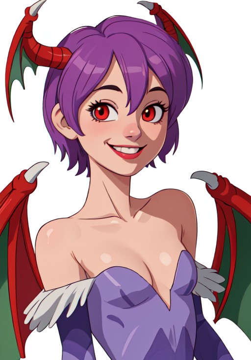 <lora:darkstalkers_lilith_nai:0.8>, darkstalkers_lilith, portrait, smile,