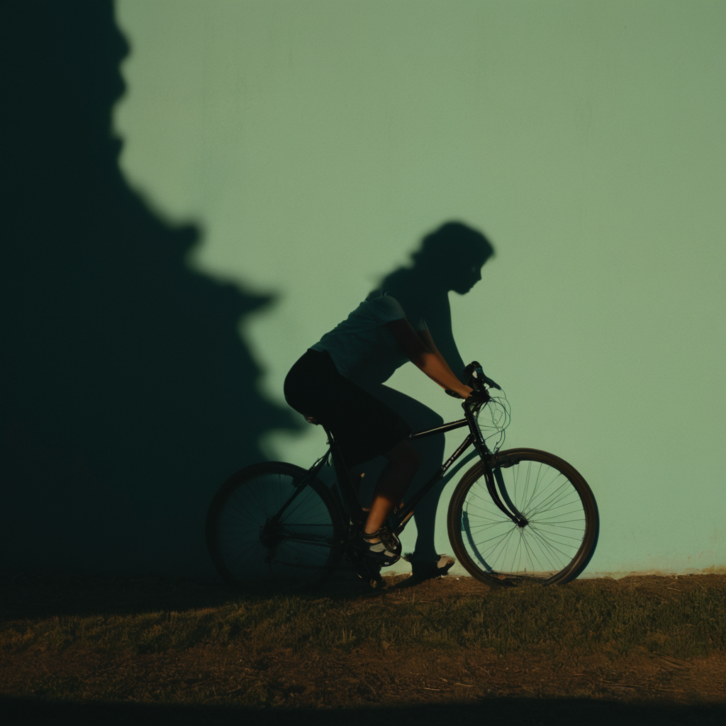 cinematic film still of  <lora:silhouette style:1>
A silhouette photo of a shadow of a person on a bike on a wall,1girl,solo,grass,ground vehicle,scenery,sunset,sun,silhouette,dark,bicycle different shadow patterns, different shadows, cinematic, filmic, different colors, creative cinematography, covered in shadow, perfect shadow, detailed shadow, detailed background, detailed environment, award winning cinematography, casting shadow, film contrast, film saturation, high quality, 8k, silhouette style, shallow depth of field, vignette, highly detailed, high budget, bokeh, cinemascope, moody, epic, gorgeous, film grain, grainy