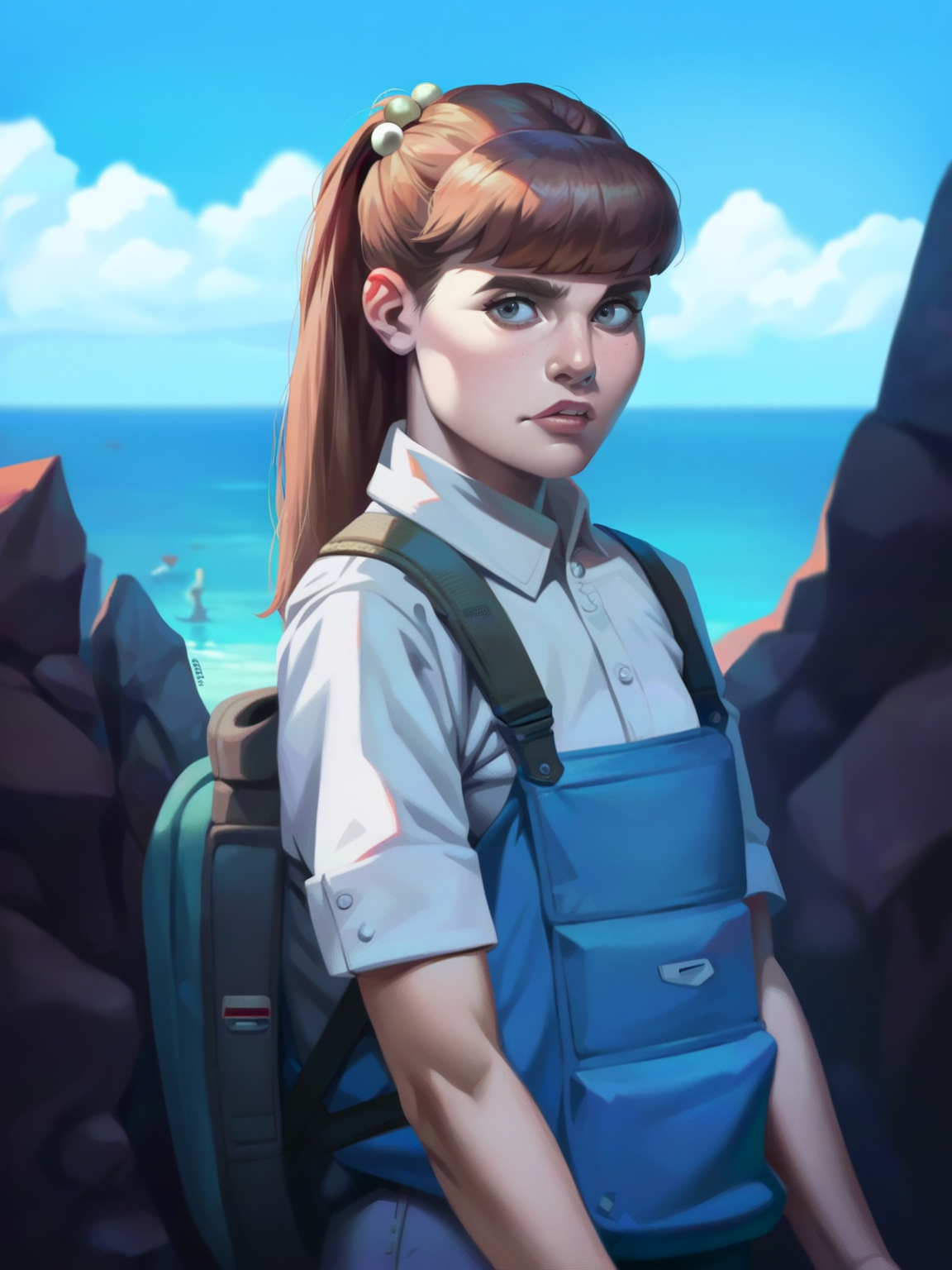<lora:monster_girlv2:0.6> m_g, 1girl, brown ponytail hair, bangs, hairpin, small body, skinny body, grey eyes,   <lora:Nameless_Rina_da1_SNR-4_20240228_txt_pony-v6:0.9> breasts, realistic, score_9, score_8_up, score_7_up,