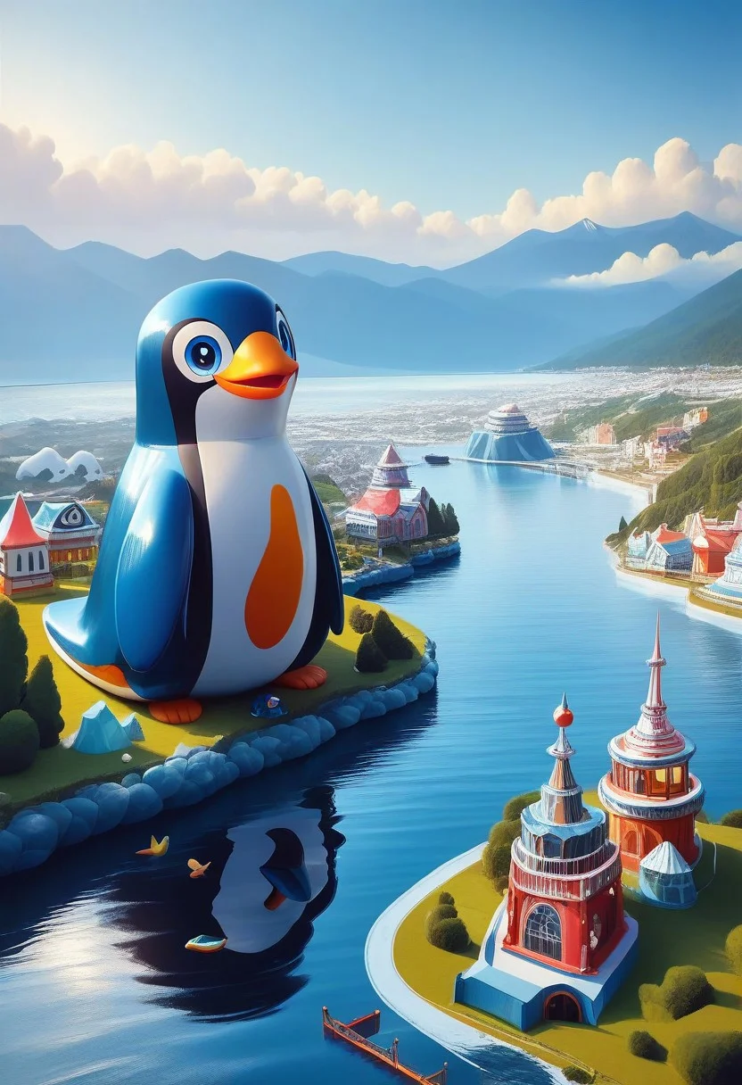 score_9, score_8_up, masterpiece, extremely detailed, best quality, highres, Latex, googly eyes, penguin, antartica, ice plains, scenery