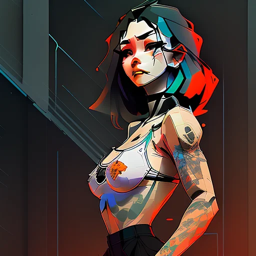 avant-garde full body portrait of a beefy, trim, Miserable Socialist woman, Imperceptible detail, ^_^, with long black hair wearing see-through , digital art, trending on artstation, highly detailed, fine detail, intricate, outrun, vaporware