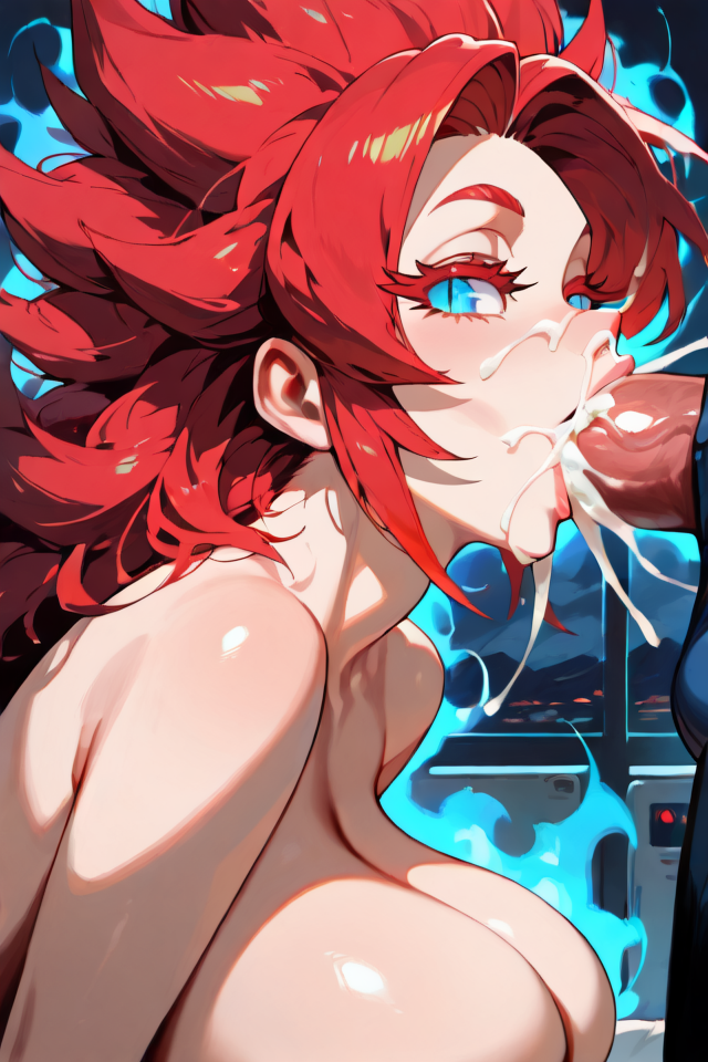(score_9, score_8_up, score_8, score_9, ASCII score_9), 32k, (source_anime), (masterpiece best quality), (beautiful atmosphere), (sharp eyelid, sharp eyelashes, thick eyelashes, long eyelashes), (sharped face, beauty makeup), (beautiful skin, beautiful face), (perfect anatomy), (beautiful detailed face, beautiful oval face), (sharp out line), detailed backgrounds, cinematic scene, 1girl, red hair, long hair, blue eyes, (huge breast), outdoors, smile, open mouth, :3, (looking at you), looking at viewer, ultra detail eyes, <lora:Riruka Skarlet ApexAi illustiousXL-10:0.7>, <lora:CharacterDesignIllustrious_Concept:0.7>, powerful, energetic, vibrant, ultra detail, fire, (red aura), (spiked hair), (super saiyan god), (super saiyan), (fiery aura), (aura), perfect eyes, energy, electricity, blue electricity, (energy charging posture), (charging aura), (riruka skarlet charging its aura surrounded by energy and electricity), rays of light pass through the clouds, front view, facial, seductive smile, seductive eyes, heavy breathing, parted lips, Slit Pupils, close-up, <lora:aura_v2_beta2:1>, (perfect eyes), (ultra detail eyes), intricate detail, extremely detailed, (intricate detail eyes, extremely detailed eyes), embedding:zPDXL, Expressiveh, <lora:Expressive_H-000001:0.4>, (1man), cum, cumshot, oral sex, bimbo, voluptuous, (deepthroat), (blowjob), nude, naked, thin waist, wide hips, nipple outline, big penis, cumming in mouth, cumming in her ear, face and breasts covered in cum, excessive cum, cum running out of nose, bulge in throat, Background is the inside of hospital ER room, side view, lateral, suck,