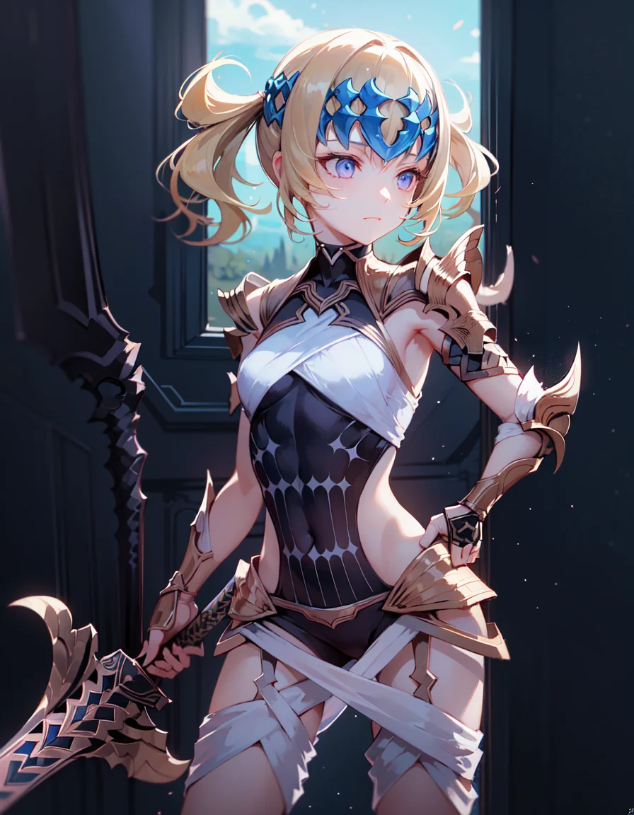 (masterpiece, best quality, high resolution),
OfiicialOutfit, Pollux, 1girl, weapon, sword, solo, breasts, holding weapon, holding, closed mouth, holding sword
ray tracing,
<lora:FGOpollux:0.7>,