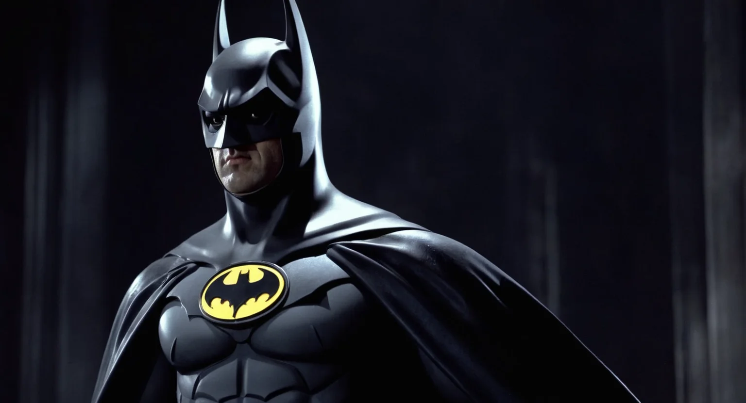 concept art of Cinematic Film stock footage in (arri alexa style) Kodak film print, <lora:batman 1989:1> batman 1989 a close up of a batman with a dark background, digital artwork, illustrative, painterly, matte painting, highly detailed