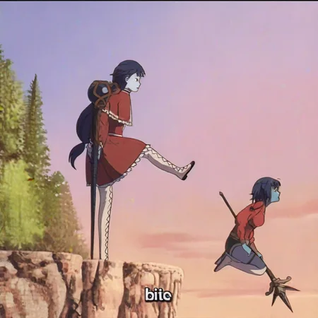 Kick, On top of a hill, Hill, Push, solo, blue hair, colored skin, blue skin, blue eyes, colored sclera, blue sclera, red hoodie, medium hair,