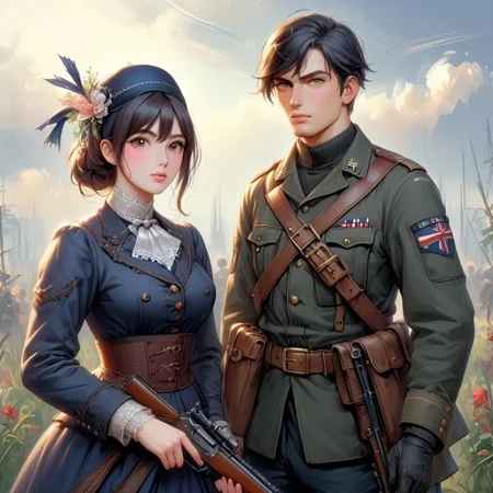 FFROA, 1girl, a soldier, victorian rifleman