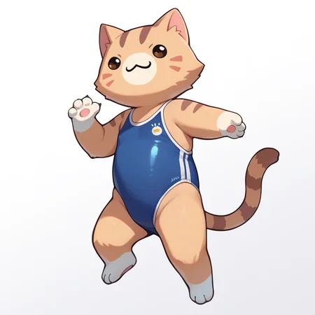 score_9, score_8_up, score_7_up, source_anime, simple background, white background, animal focus, solo, nekoemoji, cat, swimsuit <lora:discord_nekonekonekone_ponyXL:1>