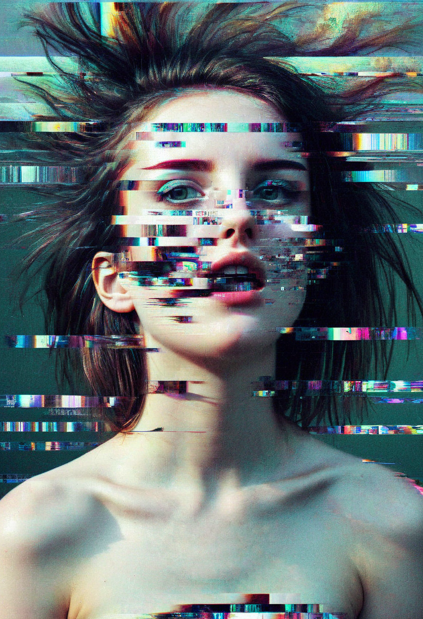 anomaly, glitch-inspired portrait