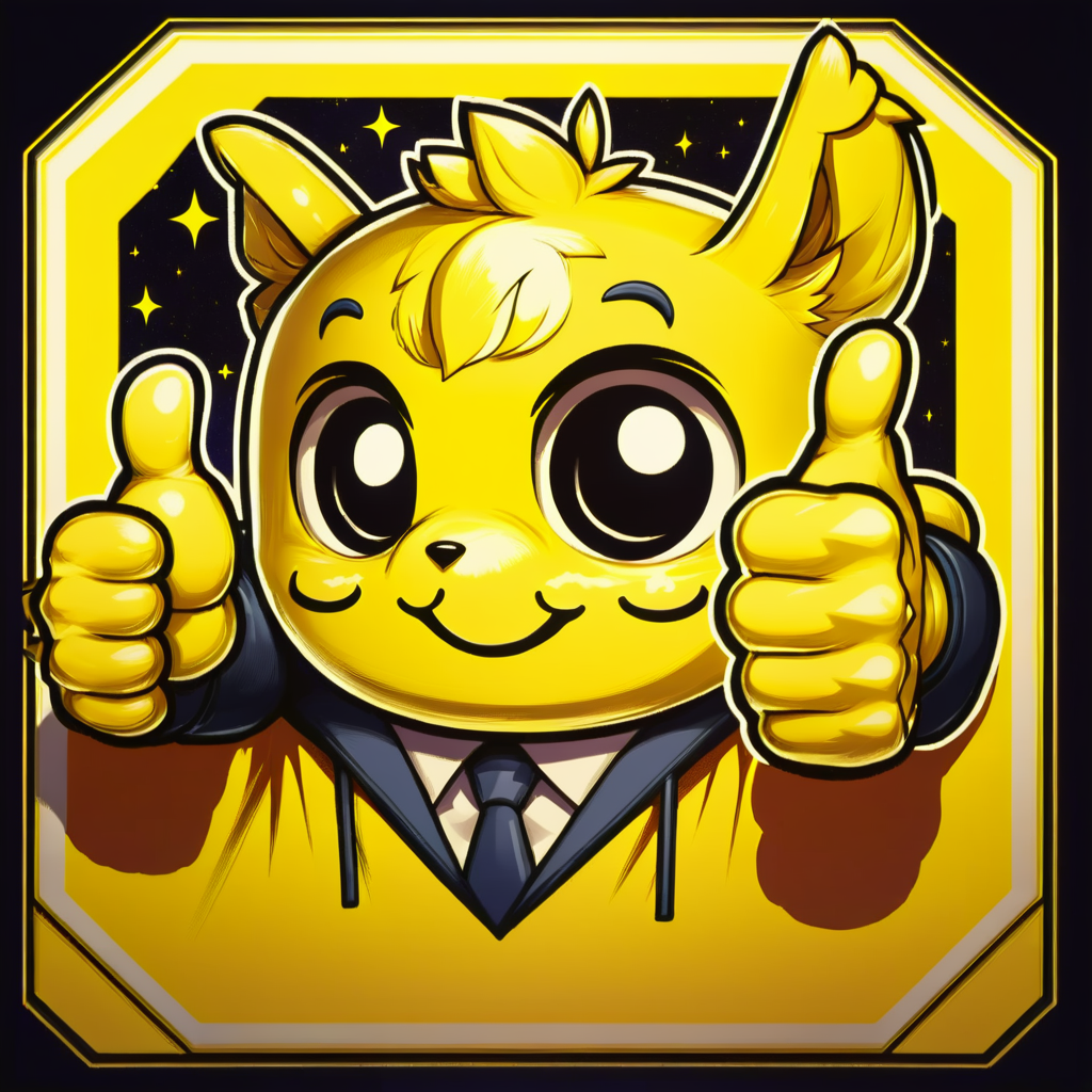 DonMSt0pS1gnXL yellow, terradonian, thumbs up  <lora:DonMSt0pS1gnXL-000006:0.75>