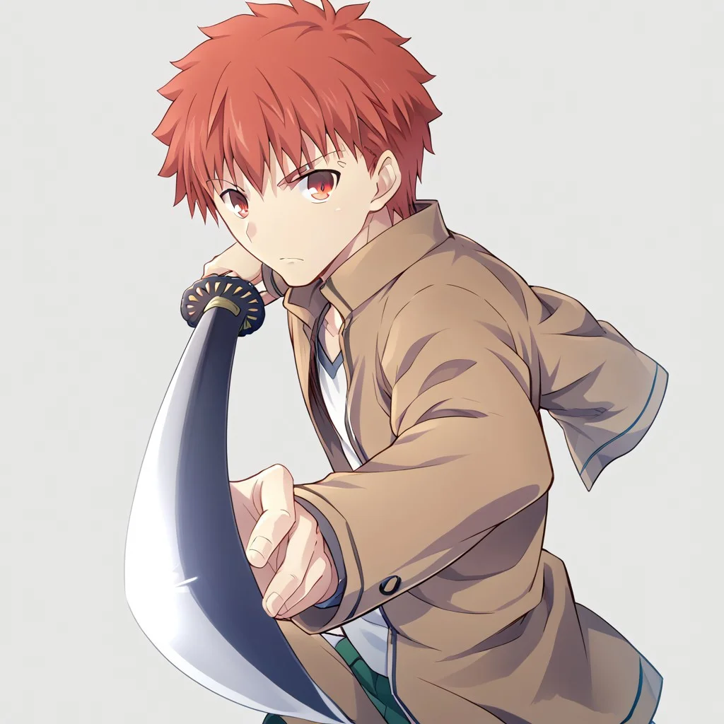 score_9, score_8_up, score_7_up, source_anime, shirouemiya, 1boy, male focus, homurahara academy school uniform, solo, school uniform, yellow eyes, red hair, jacket, long sleeves, brown jacket, shirt, short hair,
<lora:gatotsu-stance-ponyxl-lora-nochekaiser:1>, gatotsu stance, weapon, sword, katana, holding weapon, holding, holding sword, foreshortening,