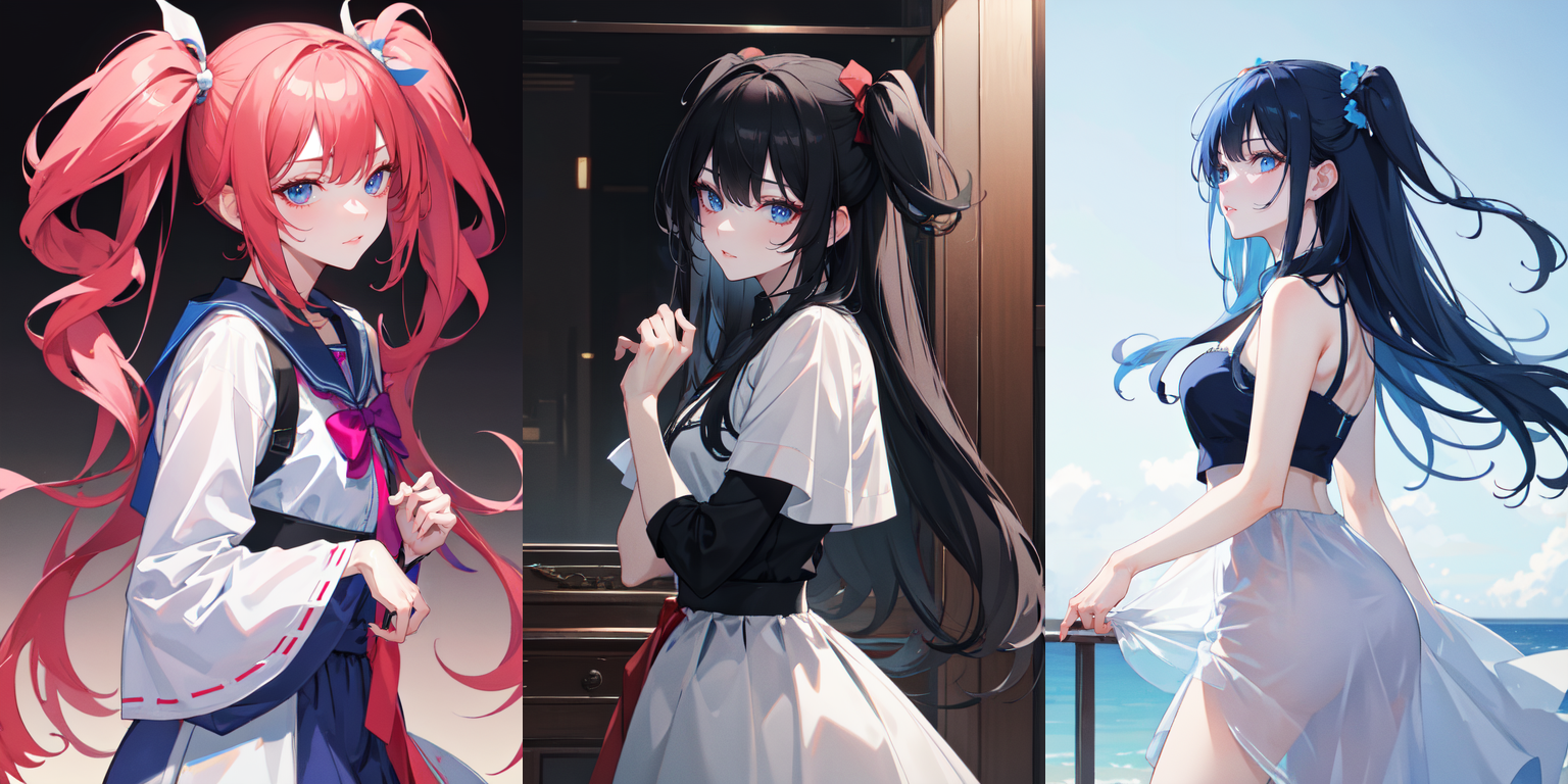 highly insanely detailed, masterpiece, top quality, best quality, highres, 4k, 8k, RAW photo, (very aesthetic, beautiful and aesthetic), two side up, 
__lazy-wildcards/dataset/background-color__, 
<lora:two_side_up-1.0:0.5>âââ