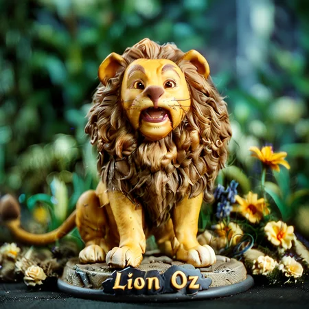 <lora:CowardlyLion1024:0.9>,CowardlyLion1024,Lion written,<lora:Cute_Collectible:1>,35mm photograph,film,bokeh,professional,4k,highly detailed,character from The Wizard of Oz,
