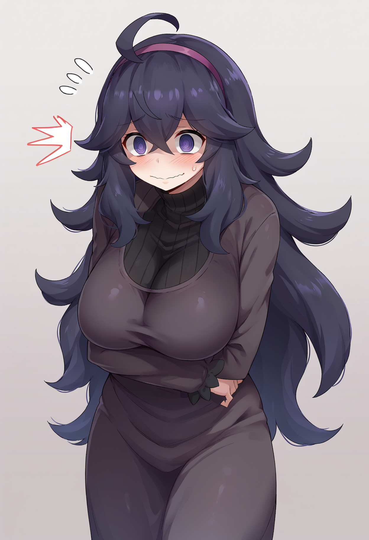 score_9, score_8_up, score_7_up,
BREAK
source_anime,
BREAK
hex maniac \(pokemon\), pokemon, 1girl, purple eyes, purple hairband,
shy, blush, long hair, ahoge, @_@, large breasts, long dress, black dress, long sleeves,
 <lora:Thanabis-v1-PDXL:1>