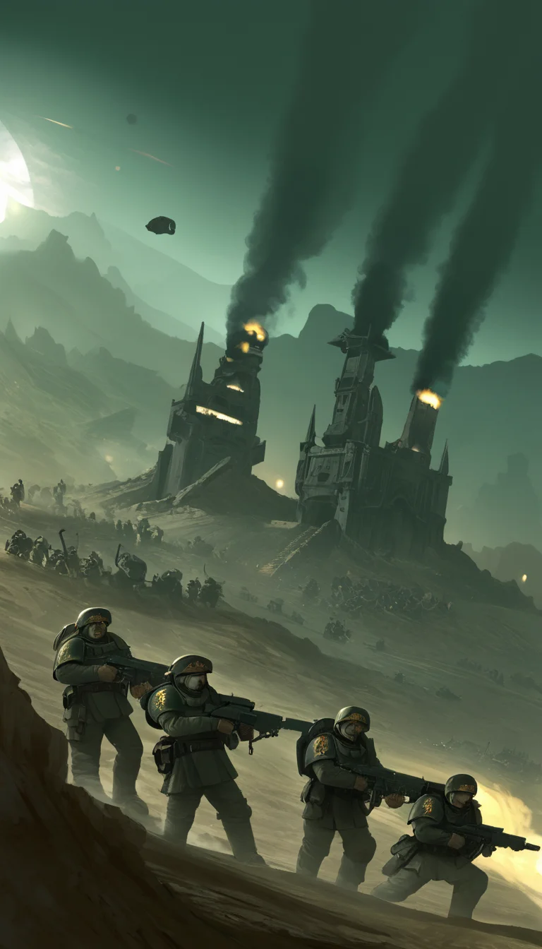 concept art Astra militarum, scenery, detailed background, masterpiece, best quality, high quality, absurdres <lora:astra_militarum_xl_v1:1> . digital artwork, illustrative, painterly, matte painting, highly detailed