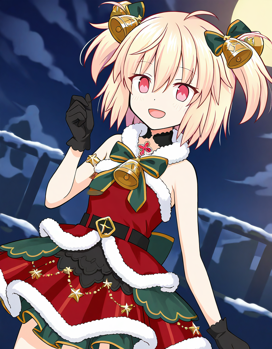 masterpiece, best quality, newest, absurdres, highres, safe, 1girl, ayano rika \(christmas ver.\), magia record: mahou shoujo madoka magica gaiden, solo, outdoors, dutch angle, dutch angle, <lora:ayano_rika_noobaiXLNAIXL_vPred10Version:0.7>