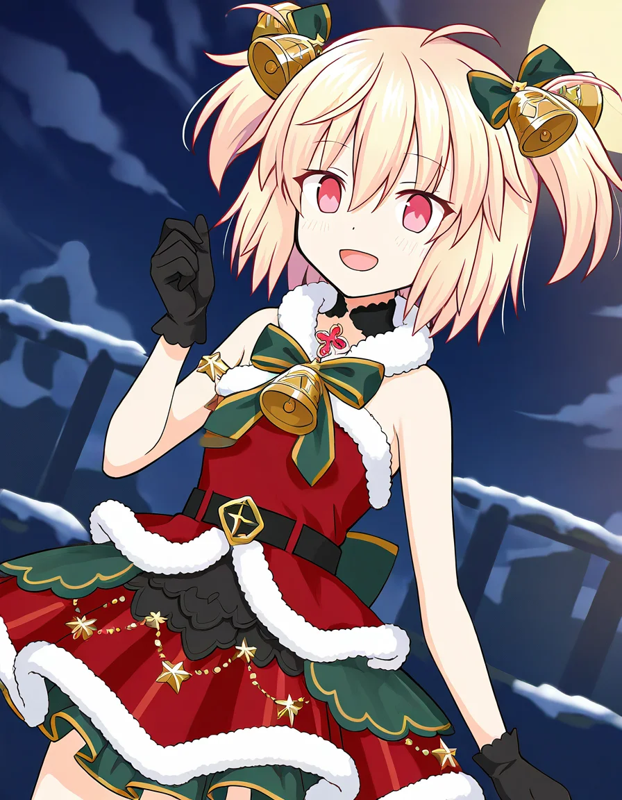 masterpiece, best quality, newest, absurdres, highres, safe, 1girl, ayano rika \(christmas ver.\), magia record: mahou shoujo madoka magica gaiden, solo, outdoors, dutch angle, dutch angle, <lora:ayano_rika_noobaiXLNAIXL_vPred10Version:0.7>