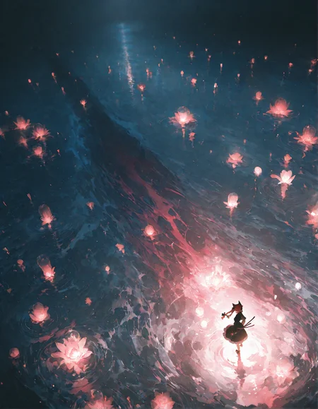 rella, rolua, negative space, cinematic shot, very awa, masterpiece, highres, absurdres, newest, year 2024, year 2023, wide shot, from above, ,slimes_skullwm,made of skulls,kaenbyou_rin_(cat), touhou, 1girl, pink_hair, red_eyes, <lora:SlimesSkullWM:0.9> <lora:ponyv5_noobE11_1_adamW:0.7> <lora:illustrious_noobai_epsilon_pred_11_very_aesthetic_v1:0.7> ,