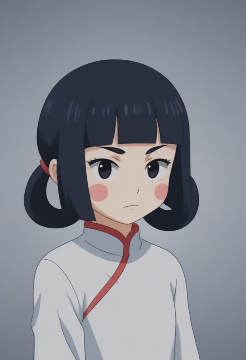source_anime, anime screencap, source_anime, auratheguillotine, anime screencap, masterpiece, source_anime, shiny skin,,,,,,,,,<lora:jasmineMedi_illustriousXL_v01:1> jasmindef, black hair, blunt bangs, short hair, black eyes, blush stickers, hair rings, sidelocks, small brows, chinese clothes, white dress,