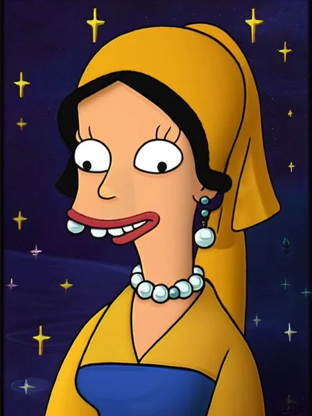 the girl with a pearl earring, Very detailed, clean, high quality, sharp image, FuturamaStyle <lora:SDXL-FuturamaStyle-Lora:1>