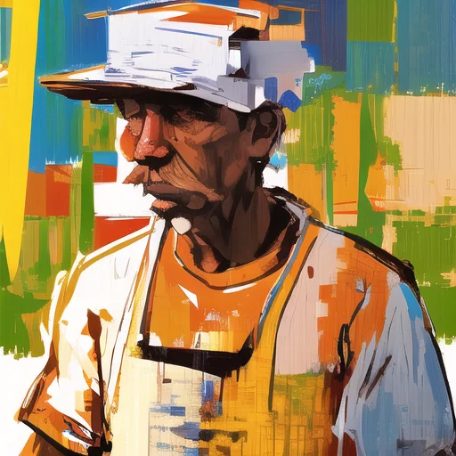 [drunk dock worker:abstract background:0.5], expressionism, digital art, colorful background