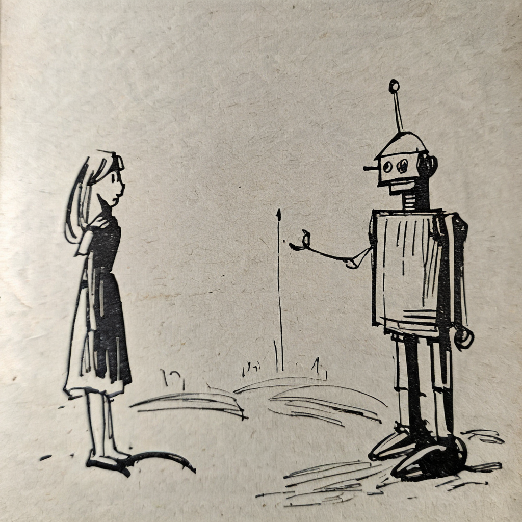drawix15 robot and girl<lora:drawix15:1>