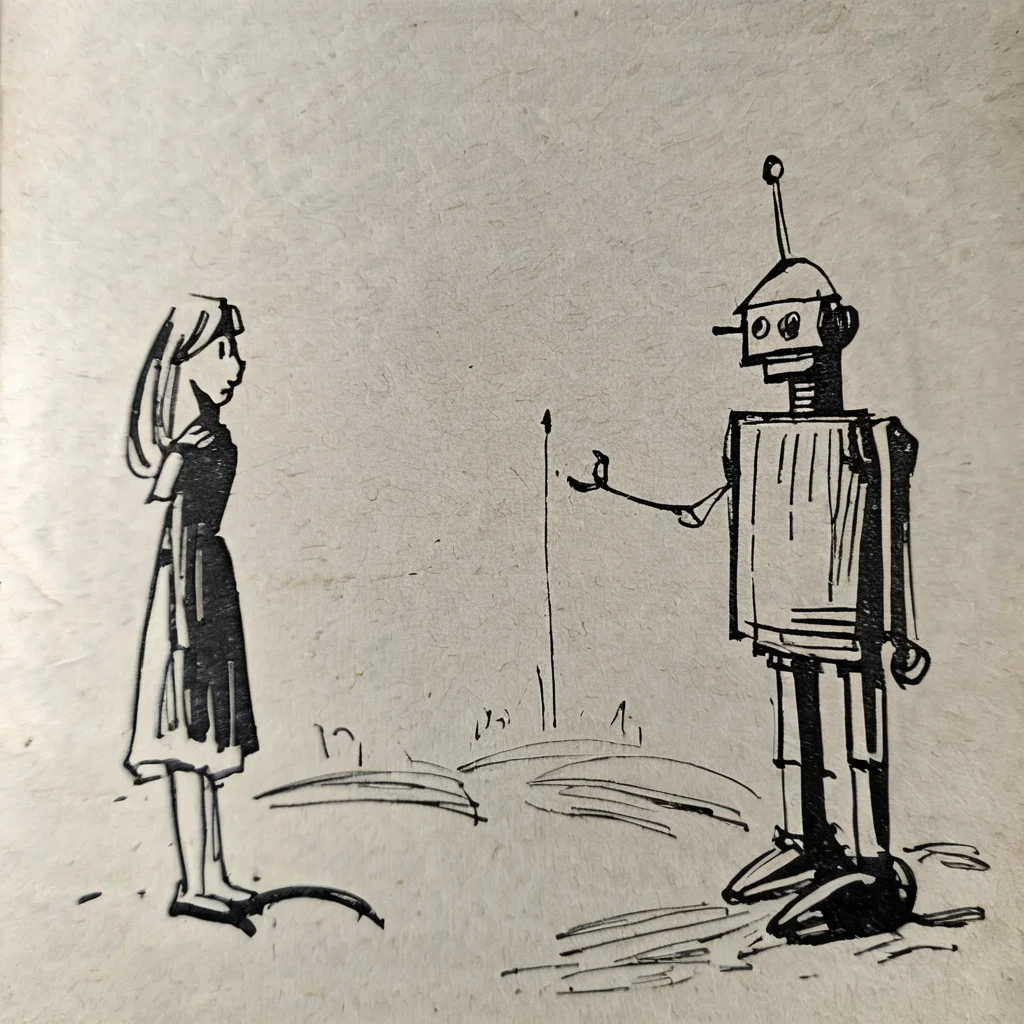 drawix15 robot and girl<lora:drawix15:1>
