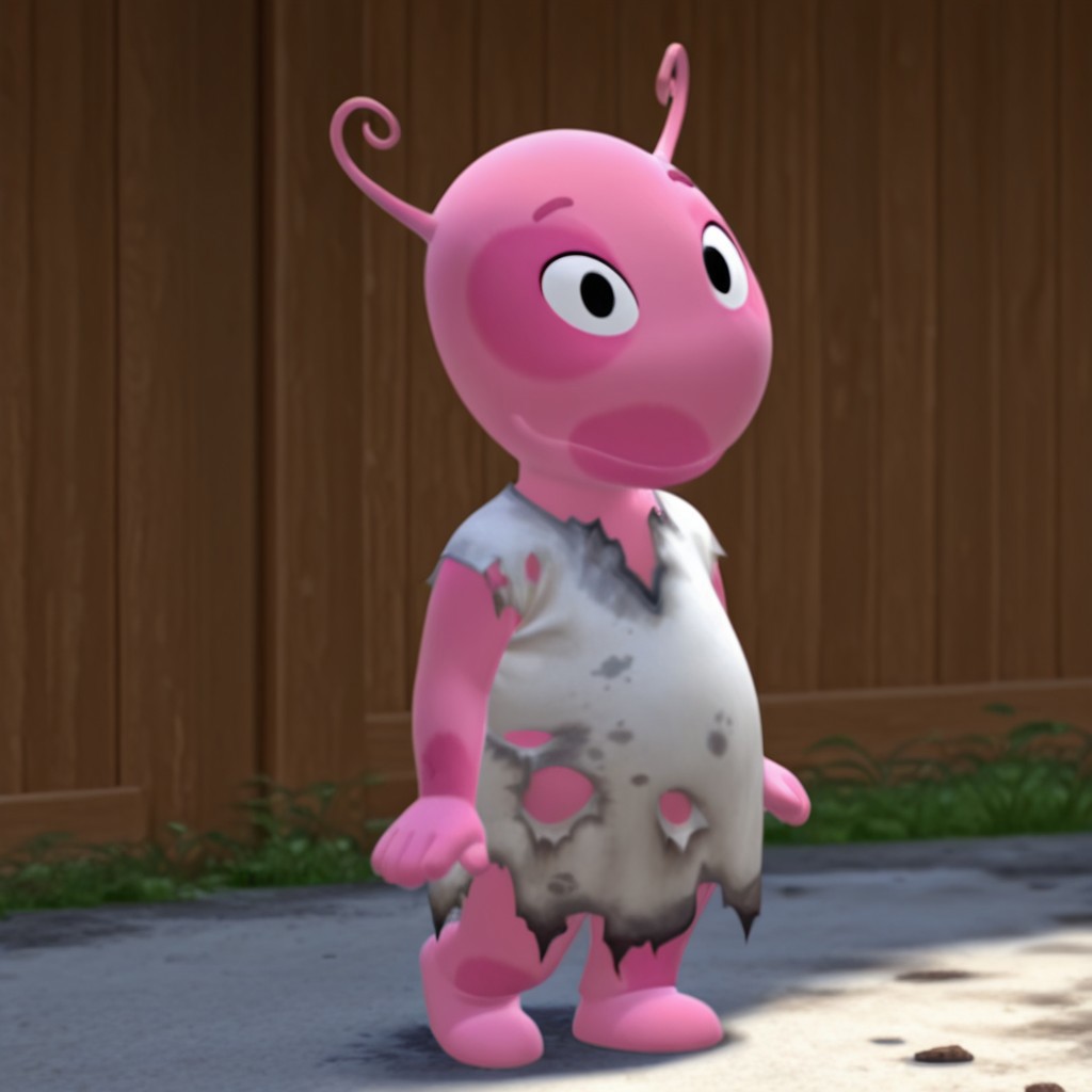 masterpiece, best quality, amazing quality, UniquaBil, anthro, female, pink skin, black eyes, antennae, white shirt, dirty shirt, torn shirt, full body  solo, 1girl, outside,