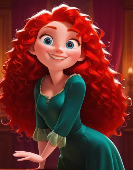 masterpiece, best quality, amazing quality, very aesthetic, absurdres, newest, detailed background, cowboy shot, 4k, 8k,
ralphstyle,
meridaxd, 1girl, solo, long hair, red hair, blue eyes, smile, cute pose, green dress, curly hair, looking at viewer, medium breasts, lips, teeth, freckles,
<lora:Merida_-_Disney_Illustrious:1>
<lora:Ralph_Breaks_the_Internet_Style_-_Disney_Illustrious:1>