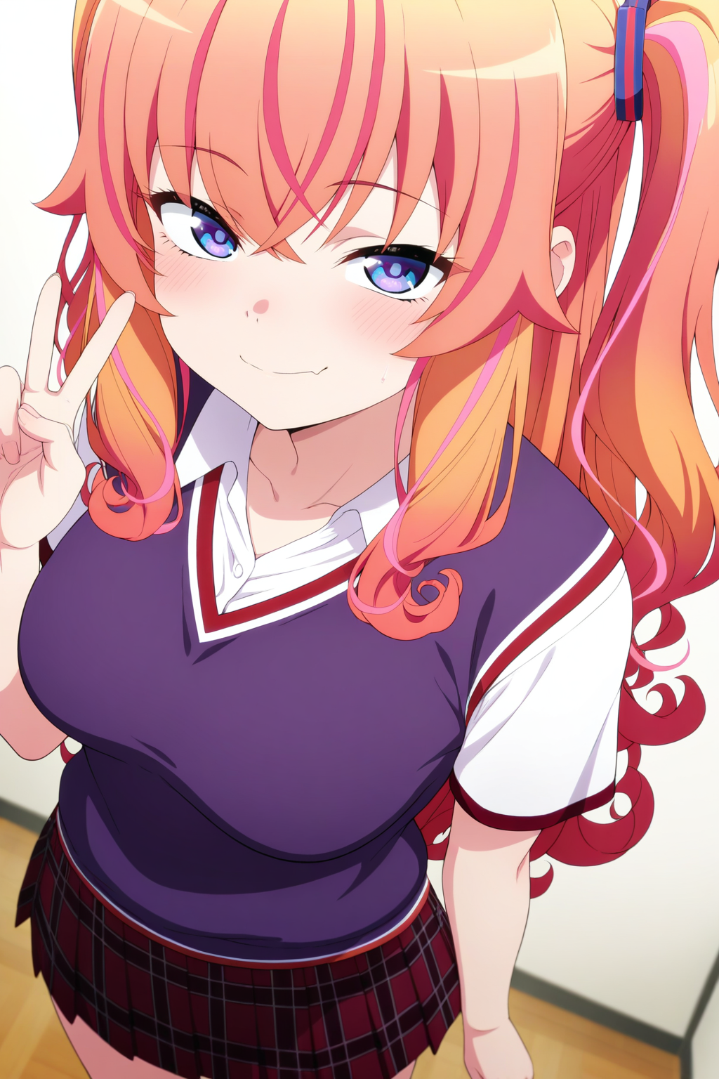 masterpiece, best quality, amazing quality, very aesthetic, absurdres, ultra detailed,
 <lora:il_contrast_slider_d1 (Ð¦ÐÐÐ¢ ÐÐÐ Ð¢ÐÐÐÐ):-0.8>
<lora:Makina Agatsuma:0.8> makina_agatsuma, 1girl,
smile,
view from above, body is visible, medium breasts are visible from under the shirt,,