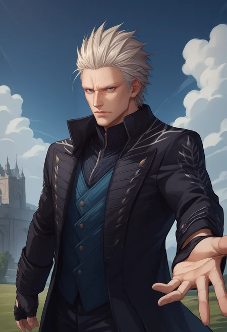 score_9, score_8_up, score_7_up, source_anime, 1boy, beckoning, reaching towards viewer, <lora:Beckoning_XLPD:1>, <lora:dmc5_vergil_ponyXL:1>, dmc5vergil, black coat, fingerless gloves, outdoors, dark,