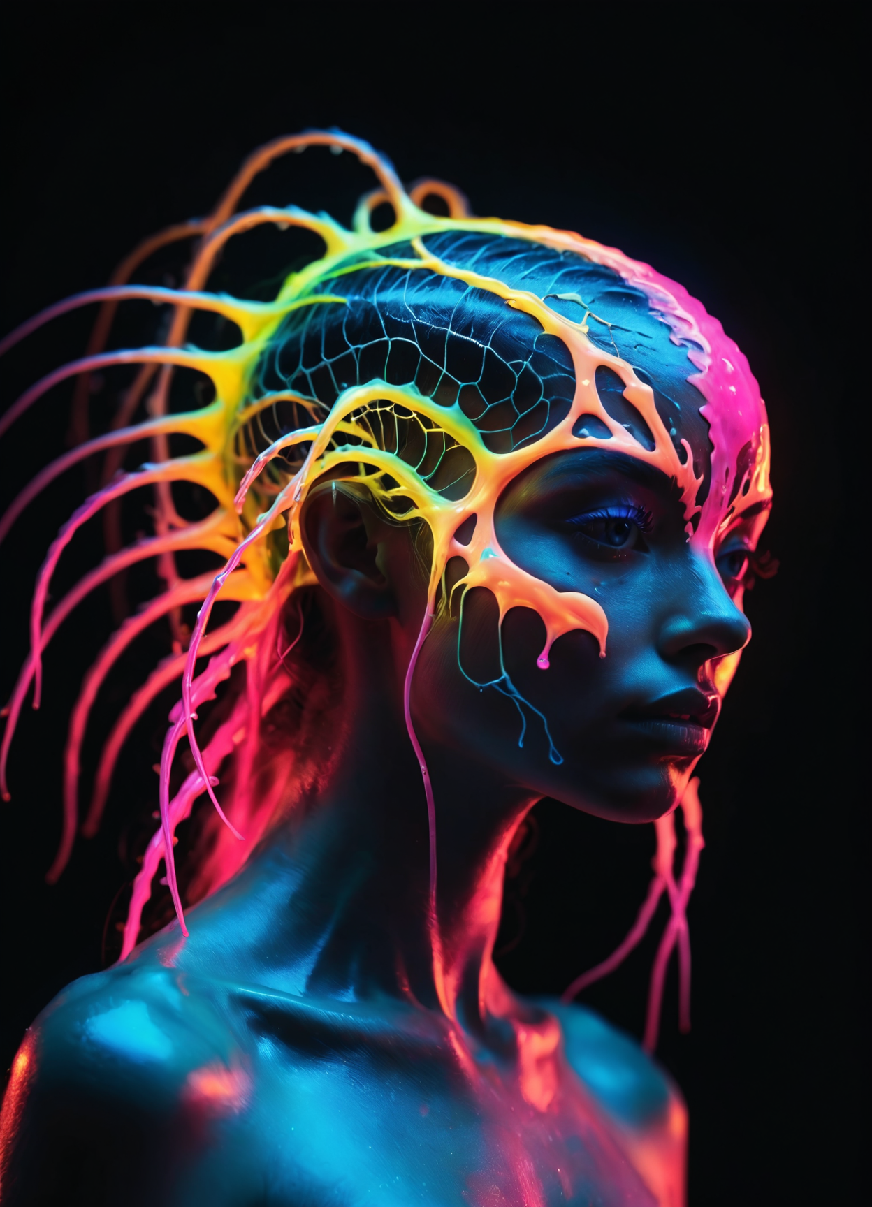 <lora:br1ghtXLP:0.7> multicolored <lora:43stl1ght1ngXLP2:0.7> 43stl1ght1ng, low light, dramatic lighting, darkness, neon, spotlight <lora:envyStarlight_v10:0.8>