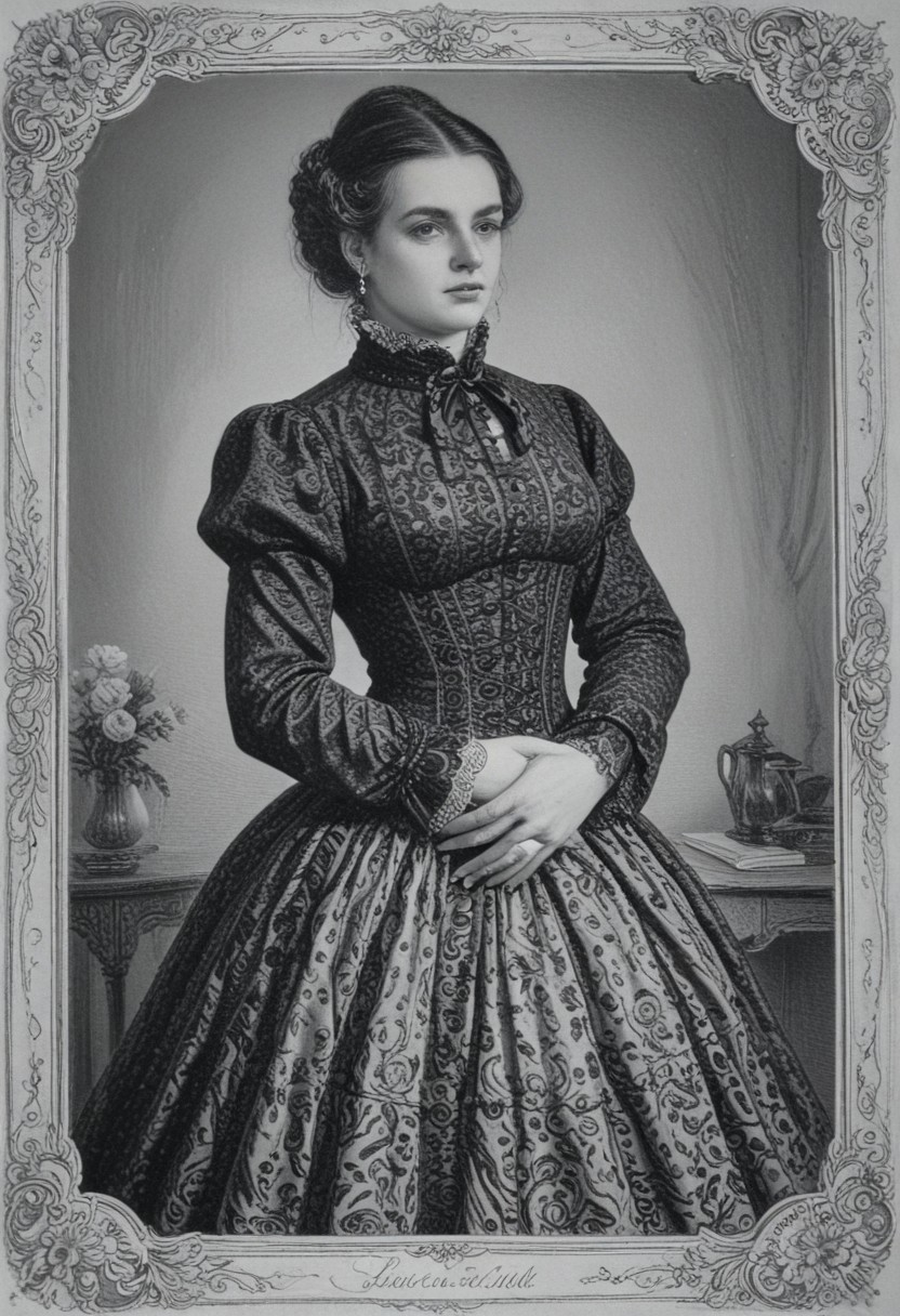 patterned back of a card, victorian_style, (llbreton, monochrome,greyscale)