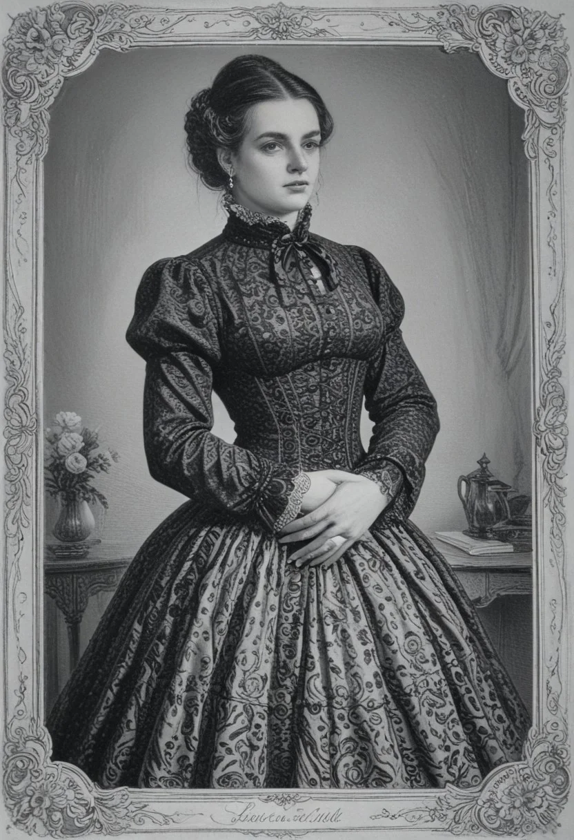 patterned back of a card, victorian_style, (llbreton, monochrome,greyscale)