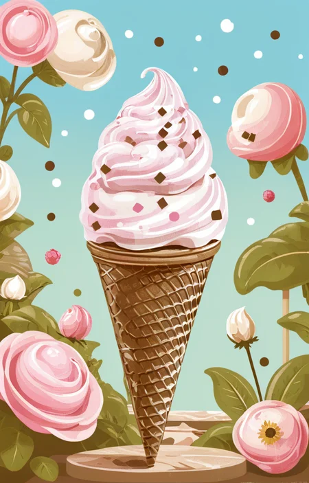 masterpiece,best quality,<lora:tbh14-sdxl:0.9>,illustration,ice cream A bottle of perfume in garden