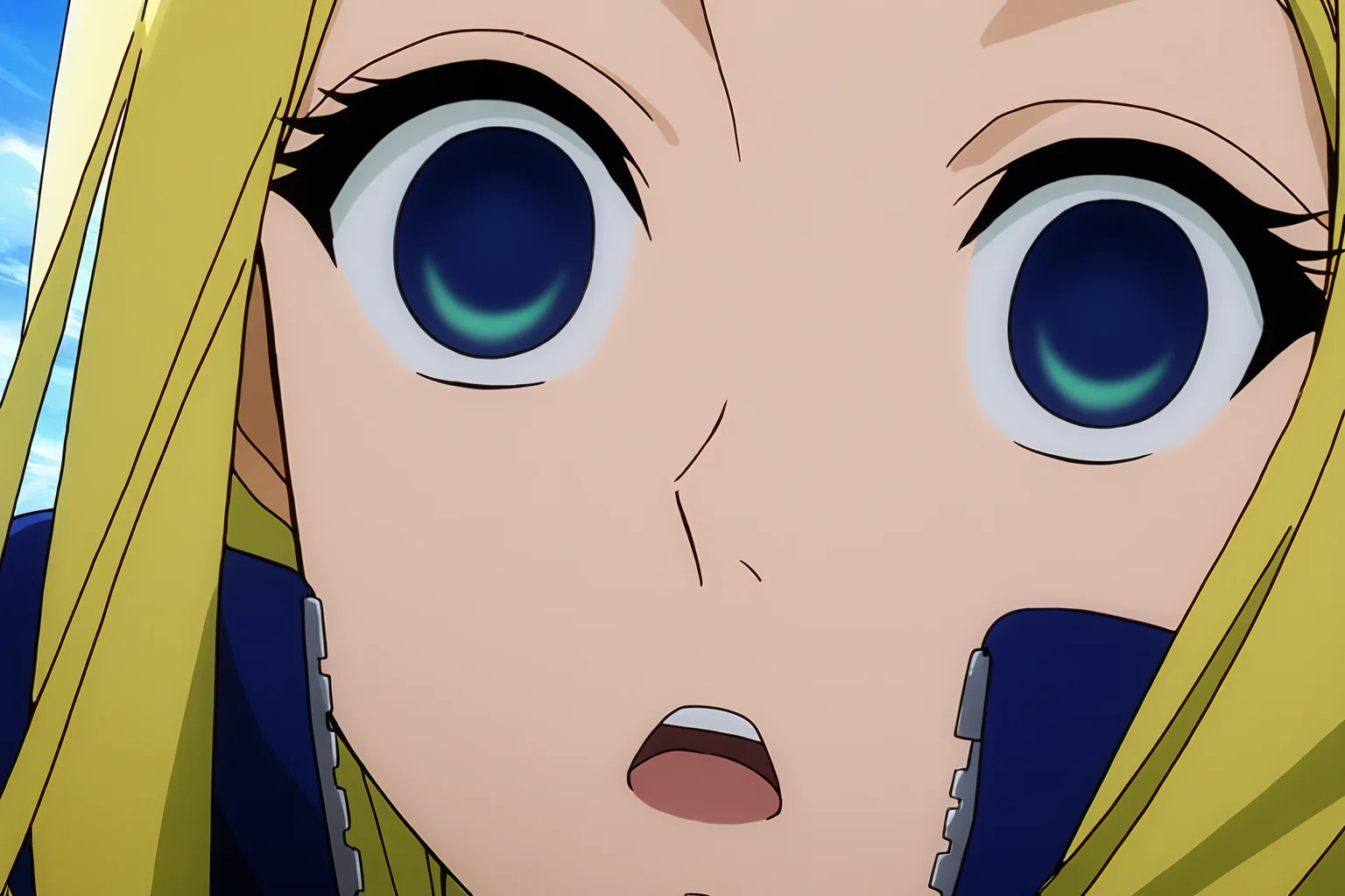pixiv masterpiece, source_anime, score_9, score_8_up, score_7_up, score_6_up, absurd res, BREAK
<lora:Nino_arakawa_under_the_bridge_illu_v20-000012:1>, nino_arakawa_il, 1girl, solo, tracksuit, zipper, portrait, face, blue sky, surprised