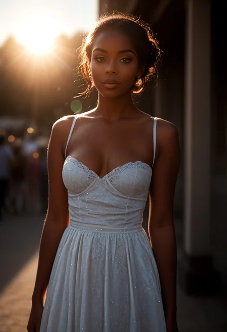 score_9, score_8_up, score_7_up, score_6_up, typical r/IRLgirls candid photo,ebony, beaytiful ebony model, dark skin, hair, wearing a bridesmaids dress at a wedding, bokeh, Lomo, dof, high definition, detailed, intricate, fujifilm xt3, dslr, 50mm, camera flash, lens flare, (at night:1.2), bokeh, Ilford Delta 3200 film, dof, high definition, detailed, intricate, flashlight <lora:flashlightphoto_v1.5a:1>, film grain, OverallDetail,authentic,overcast-lighting,baddiecore,melanin,ultra-realistic,ultra-hd-details,<lora:igbaddie:0.4>,<lora:Elixir:0.6>,<lora:epiCRealLife:0.6>,<lora:birthday_girl:0.4>,