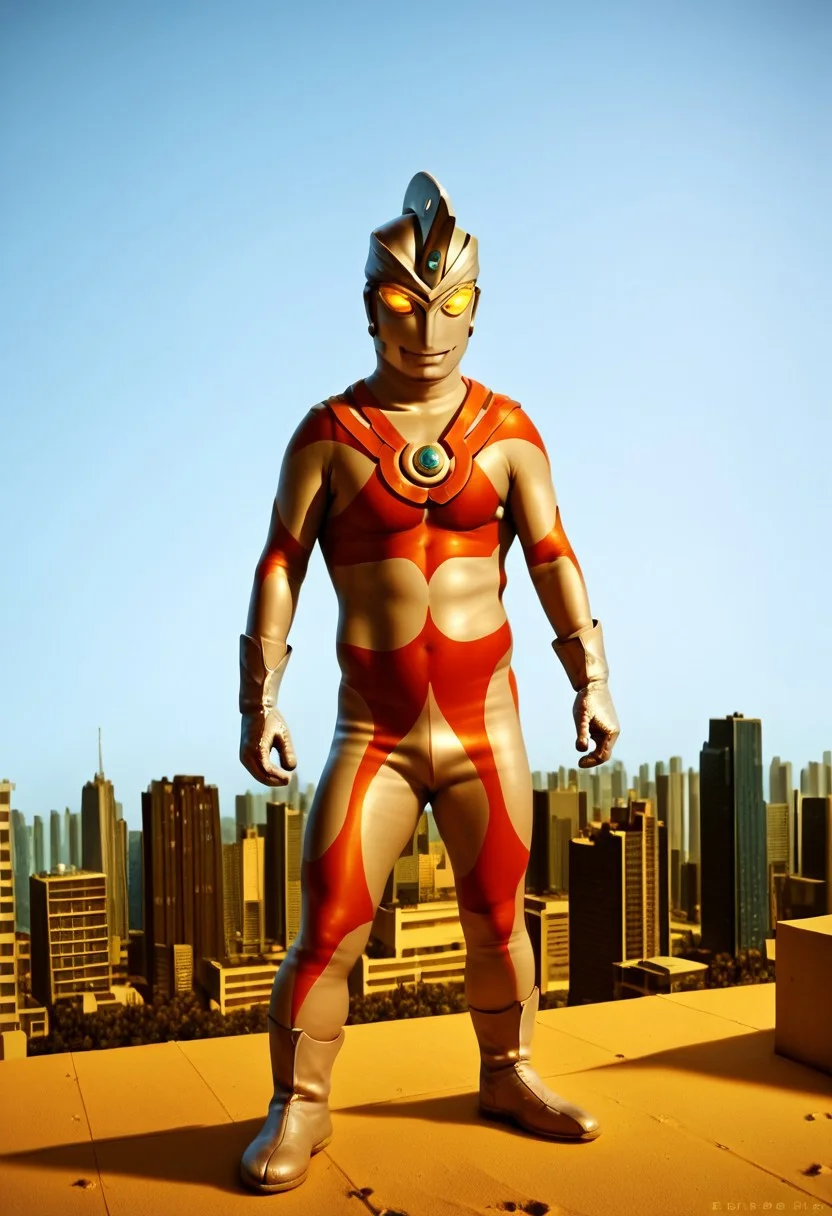 score_9, score_8_up, score_7_up, score_6_up, score_5_up, score_4_up, male focus, photo realistic, solo,1boy,cowboy shot,4K, best quality, no human, ultraman ace, one hole in the headdress, no face, standing, Tokyo cityscape, half the height of a skyscraper, giant, silver glove and boots, standing, silver helmet, no eyes, no nose, no mouth, yellow glowing eyes, gloves, silver rubber bodysuit with red line, giant, normal body type, Photography, stvmccrr style, stvmccrr
