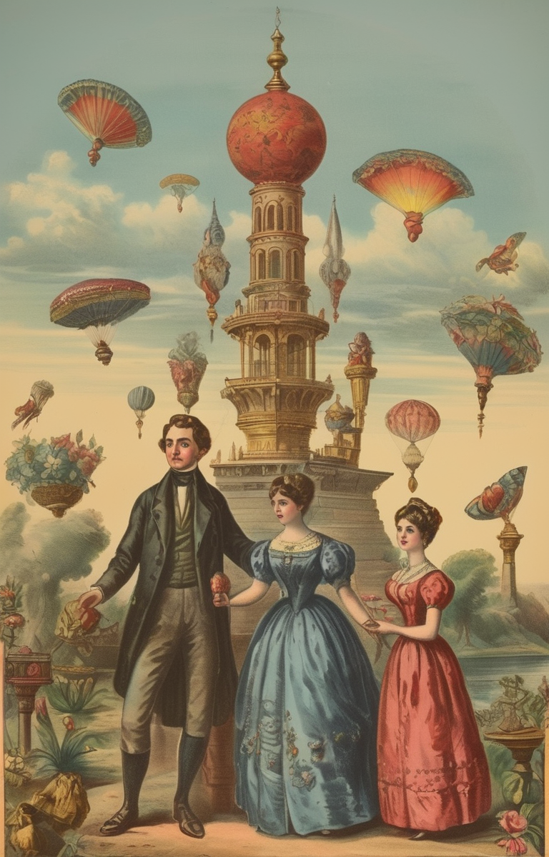 masterpiece,best quality,<lora:tbh261-sdxl:0.9>,illustration,style of Chromolithography portrait of family