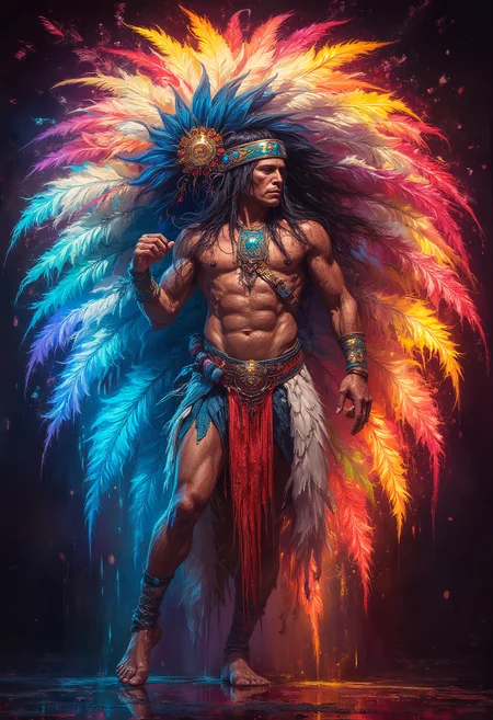 Native American Rain Dancer, Vibrant Glow